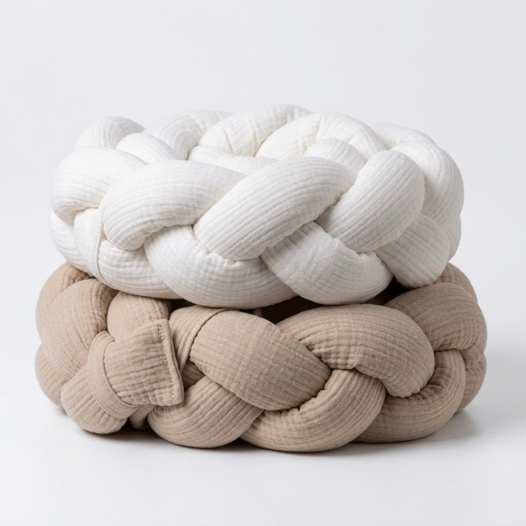 Trenza protectora para cuna y cama · Cuadro grande beige