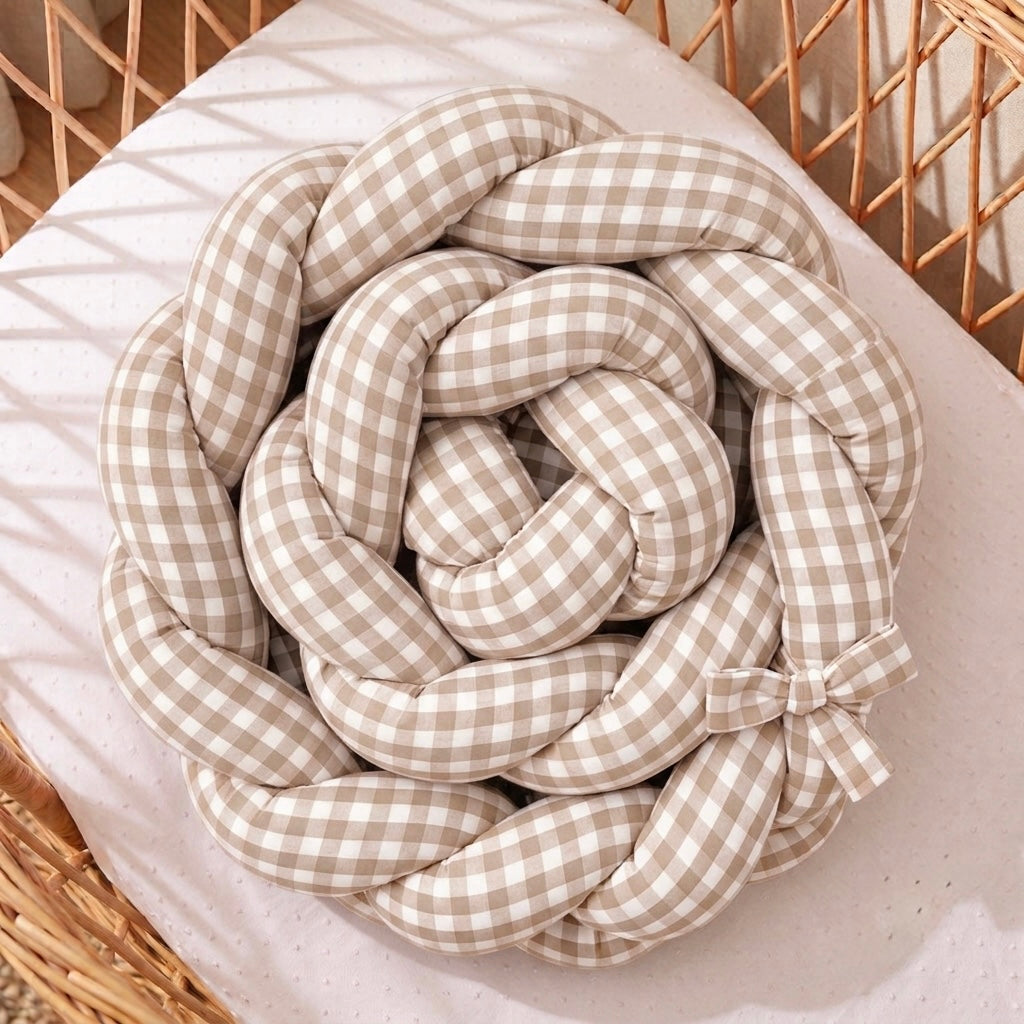 Trenza protectora para cuna y cama · Cuadro grande beige