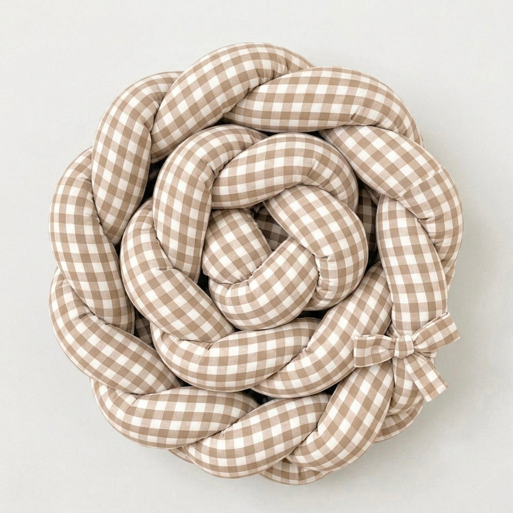 Trenza protectora para cuna y cama · Cuadro grande beige