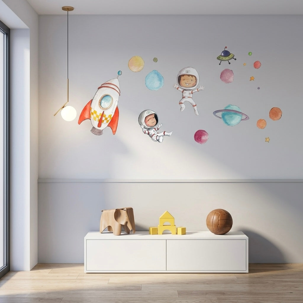 Vinilo infantil de pared Planetas