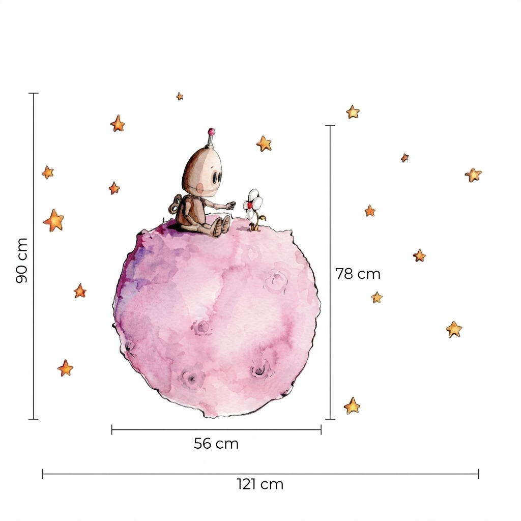 Vinilo infantil de pared Botty en el planeta