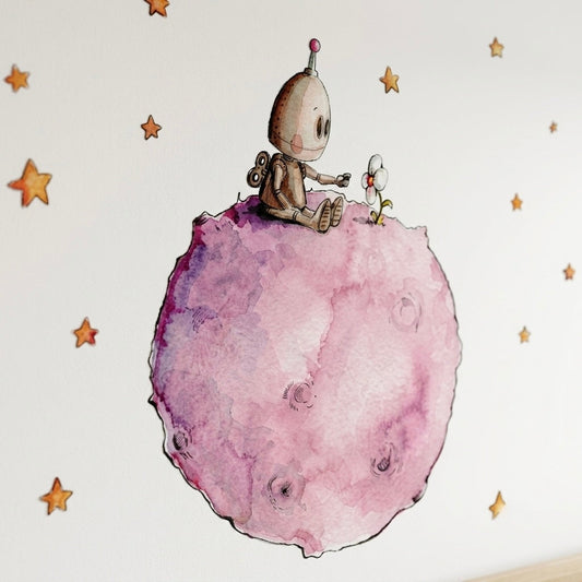 Vinilo infantil de pared Botty en el planeta