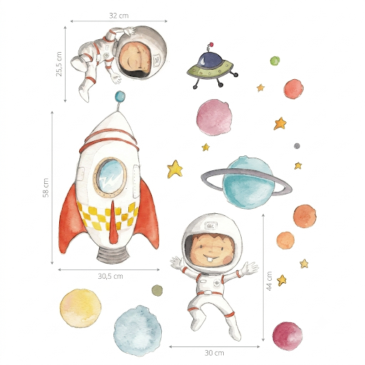 Vinilo infantil de pared Planetas