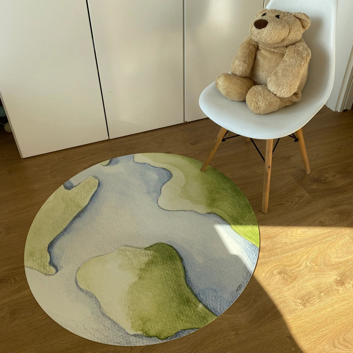 Alfombra vinílica infantil Planeta · redonda 95 cm