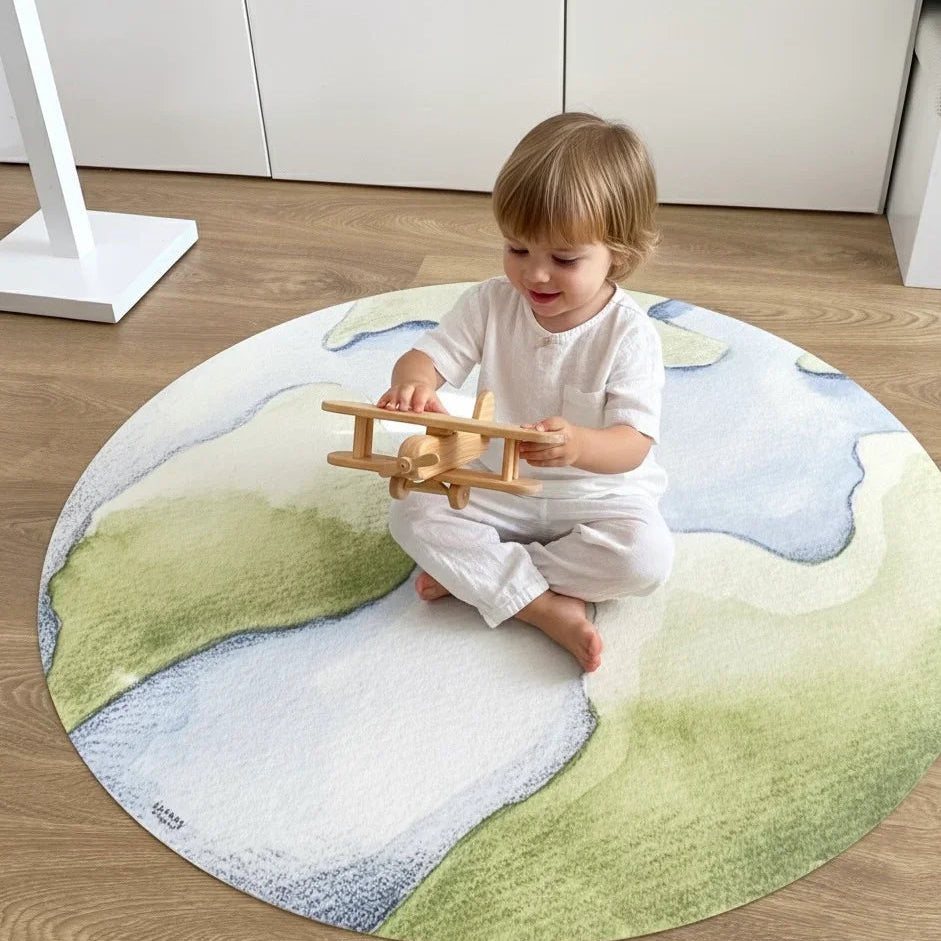 Alfombra vinílica infantil Planeta · redonda 95 cm